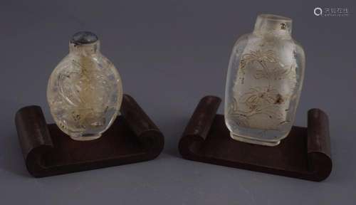 2 CHINESE QING ROCK CRYSTAL SNUFF BOTTLES