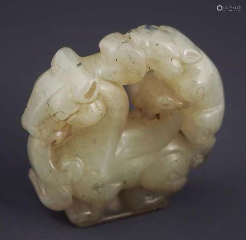 CHINESE QING WHITE JADE LAPIDARY SCULPTURE