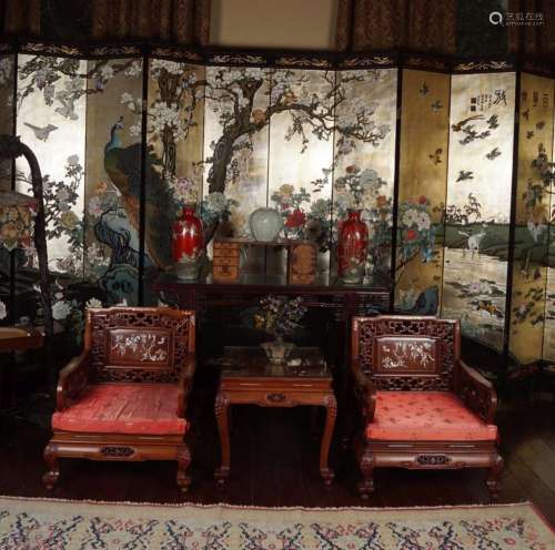 PAIR CHINESE HARDWOOD CEREMONIAL PALACE CHAIRS