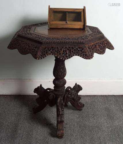 19TH-CENTURY ANGLO-INDIAN HARDWOOD CENTRE TABLE
