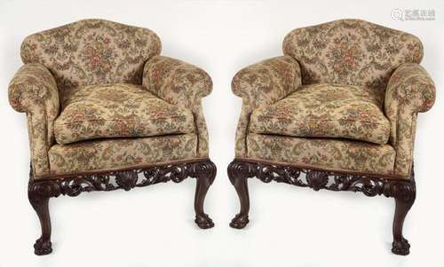 PAIR EDWARDIAN DUBLIN ARMCHAIRS