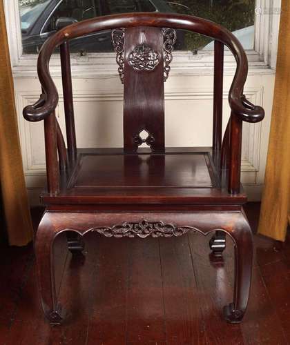 PR CHINESE HARDWOOD YOKE BACK CEREMONIAL CHAIR