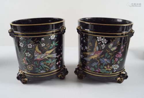 PAIR 19TH-CENTURY FRENCH PORCELAIN JARDINIERES