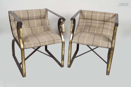 PAIR OF MID-CENTURY DESIGNER METAL CHAIRS