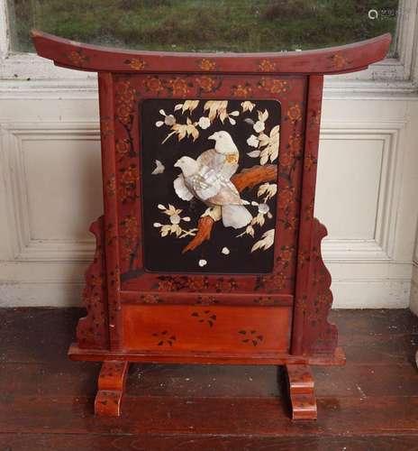 19TH-CENTURY JAPANESE LACQUERED SHIBAYAMA SCREEN