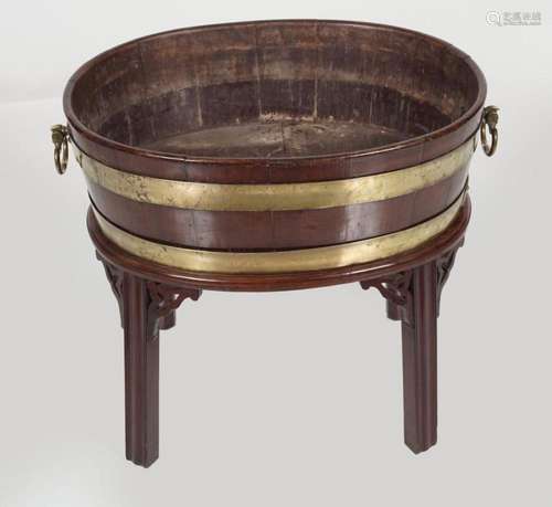 GEORGE III MAHOGANY AND BRASS BOUND LOG BARREL