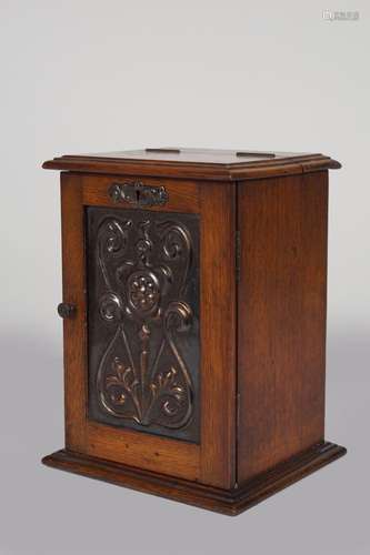 ART NOUVEAU OAK TOBACCO CABINET