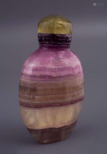 CHINESE ROCK CRYSTAL AND AMETHYST SNUFF BOTTLE