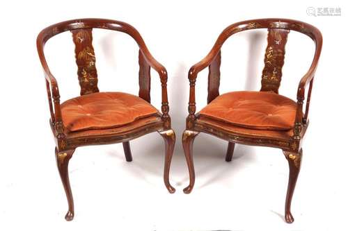 PAIR 19TH-CENTURY LACQUERED ARMCHAIRS