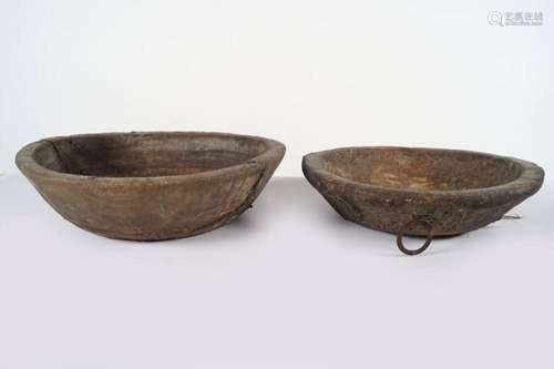 2 EARLY AFRICAN WOODEN BOWLS