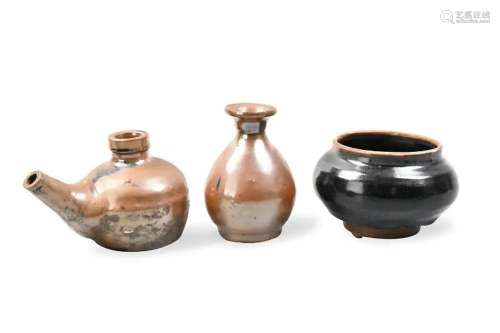 3 Chinese Brown/Black Glazed Jar&Vase,Ming Dynasty