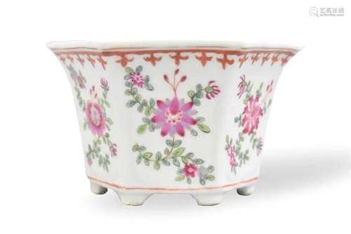 Chinese Famille Rose Hexagonal Planter, 19th C.