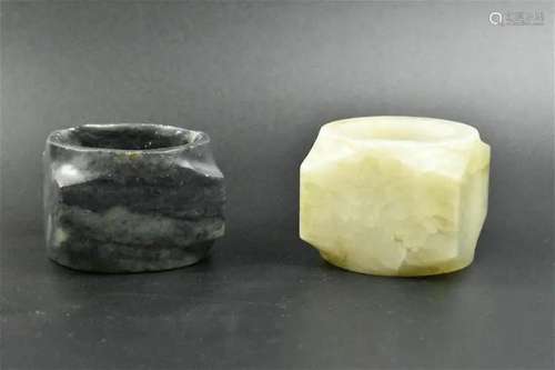 2 Chinese Jade Carved Cong ,Qing Dynasty