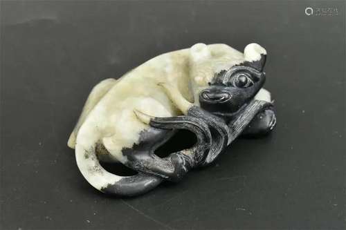 Chinese Black & Celadon Jade Beast