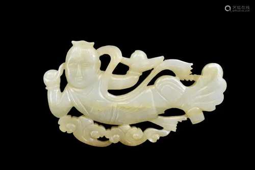 Chinese Jade Carved Flying Attendant, Qing Dynasty