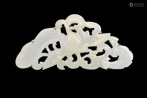 Chinese White Jade Carved Butterfly Brooch, Qing D