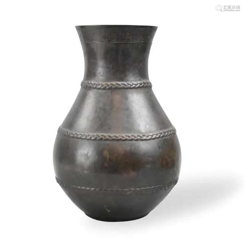 Chinese Bronze Vase w/ Rope Design,Ming Dynasty