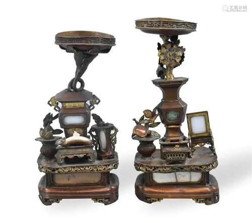 Pair Of Chinese Pewter Altar Stands, Qing Dynasty