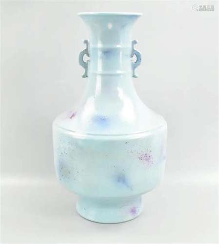 Chinese Splash Blue Glazed Vase