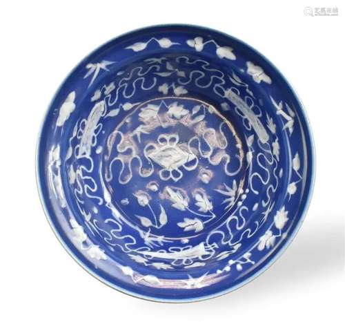 Chinese Blue Glazed Basin, 19th C.