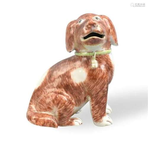 Chinese Canton Enamel Porcelain Dog Figure,18th C