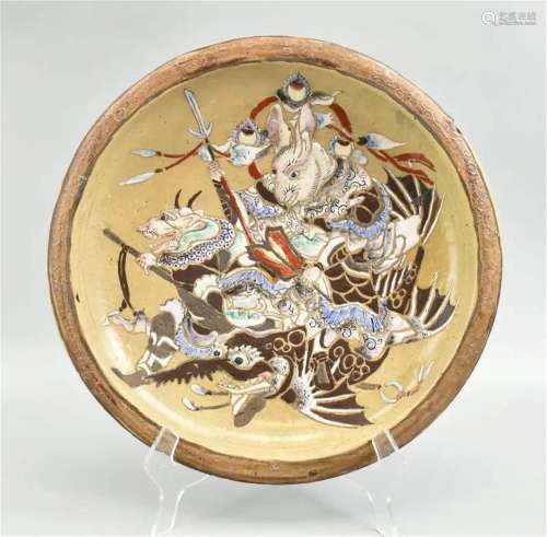 Japanese Studio Porcelain Charger With Rabbit