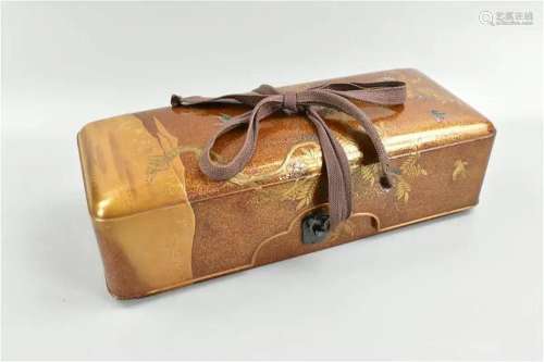 Japanese Gilt Lacquered Box inlaid w/ MOP,Meiji P.