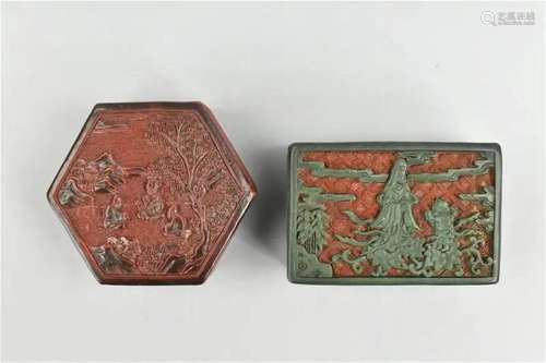 2 Chinese Lacquered Boxes, Qing Dynasty