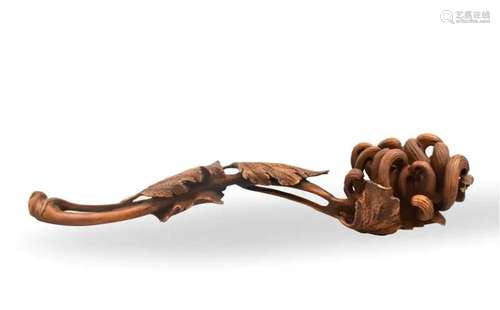 Chinese Huangyang Wood Carved Scepter, 20th C.