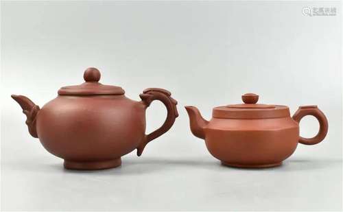 2 Chinese Zisha Covered Teapot