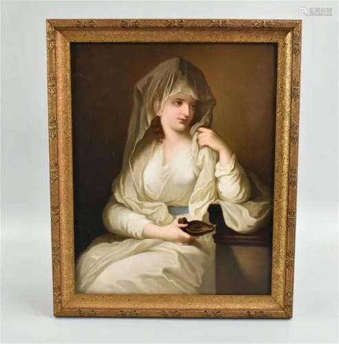 Germany Porcelain Plaque of Lady, 19th C.