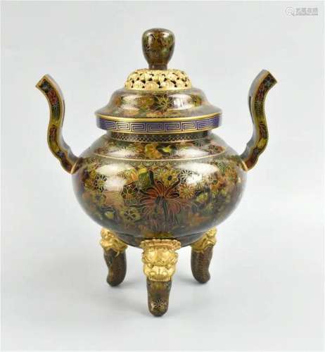 Chinese Cloisonne Covered Tripod Censer, ROC P.