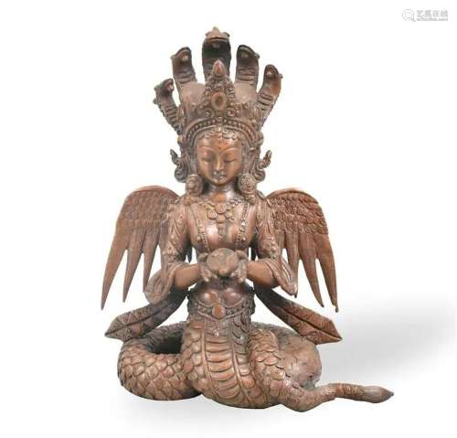 Nepalese Bronze Naga Diety Figure