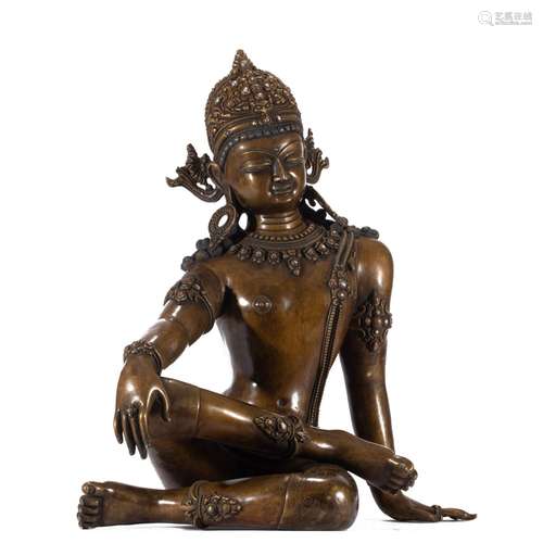 A BRONZE SEATED FIGURE OF BUDDHA