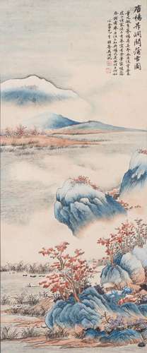 A CHINESE PAINTING OF MOUNTAINS LANDSCAPE