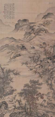 A CHINESE PAINTING OF MOUNTAINS LANDSCAPE