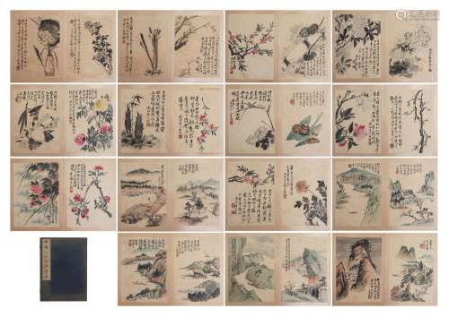 A CHINESE ALBUM PAINTING OF FLOWERS AND LANDSCAPE