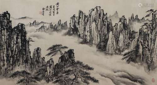 A CHINESE PAINTING OF MOUNTAINS LANDSCAPE