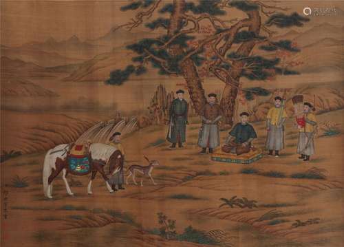 A CHINESE PAINTING OF FIGURE STORY