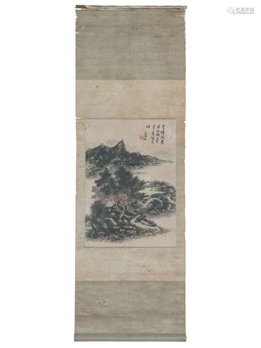 A CHINESE PAINTING OF MOUNTAINS LANDSCAPE