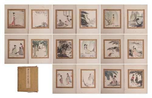 A CHINESE ALBUM PAINTING OF FIGURE STORY