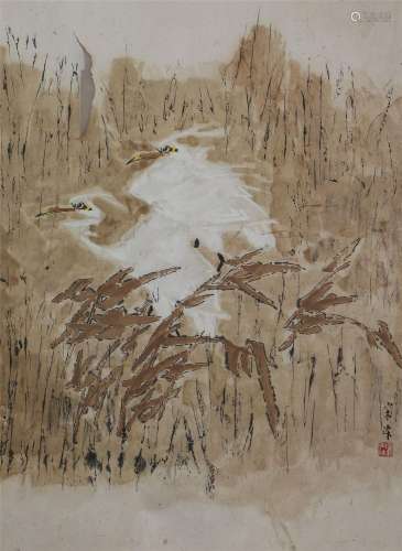 A CHINESE PAINTING OF WHITE BIRDS