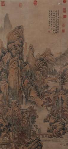 A CHINESE PAINTING OF MOUNTAINS LANDSCAPE