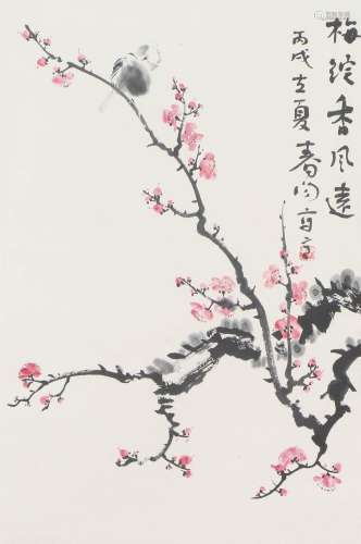 A CHINESE PAINTING OF PLUM BLOSSOMS AND BIRDS