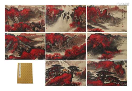 12 PAGES CHINESE PAINTING OF MOUNTAINS LANDSCAPE
