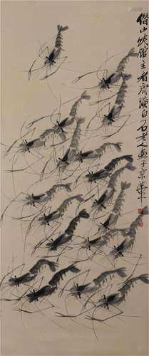 A CHINESE PAINTING OF SHRIMPS