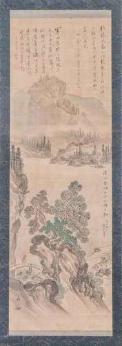 A CHINESE PAINTING OF MOUNTAINS LANDSCAPE