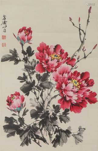 A CHINESE PAINTING OF FLOWERS