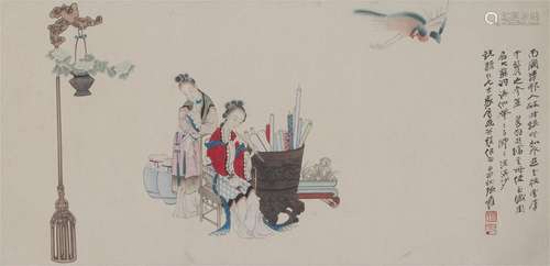 A CHINESE PAINTING OF FIGURE STORY