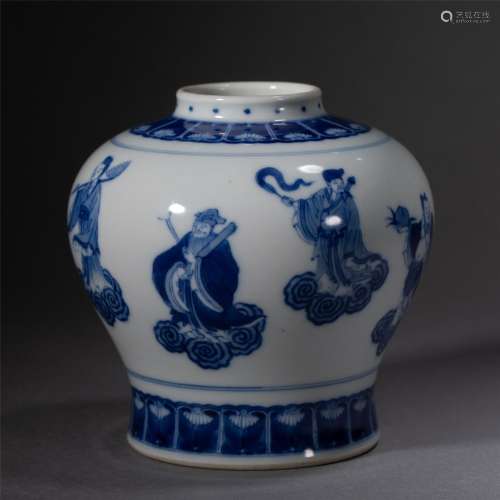 A BLUE AND WHITE EIGHT IMMORTALS JAR